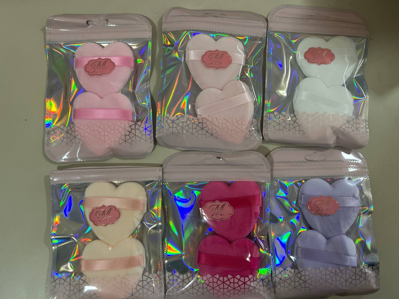 Spugnette Trucco a Cuore – Set 2 Pezzi Multicolore