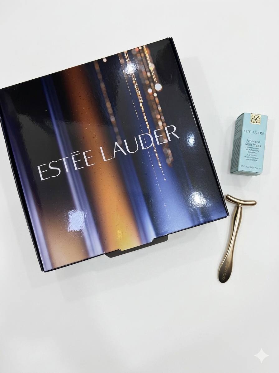 Kit Regalo Estée Lauder - Siero Viso Advanced Night Repair (7ml) + Massaggiatore Viso Dorato Firmato
